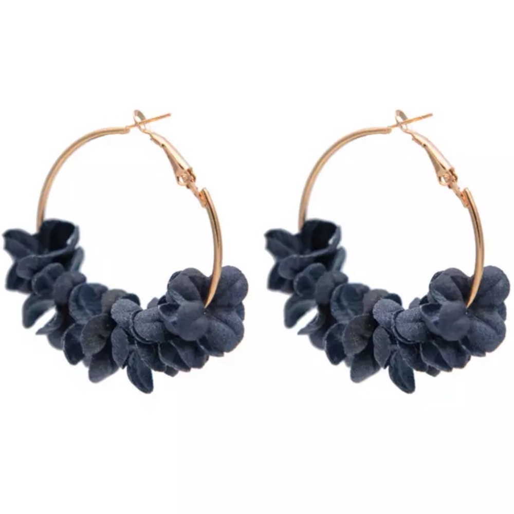 Navy floral hoops